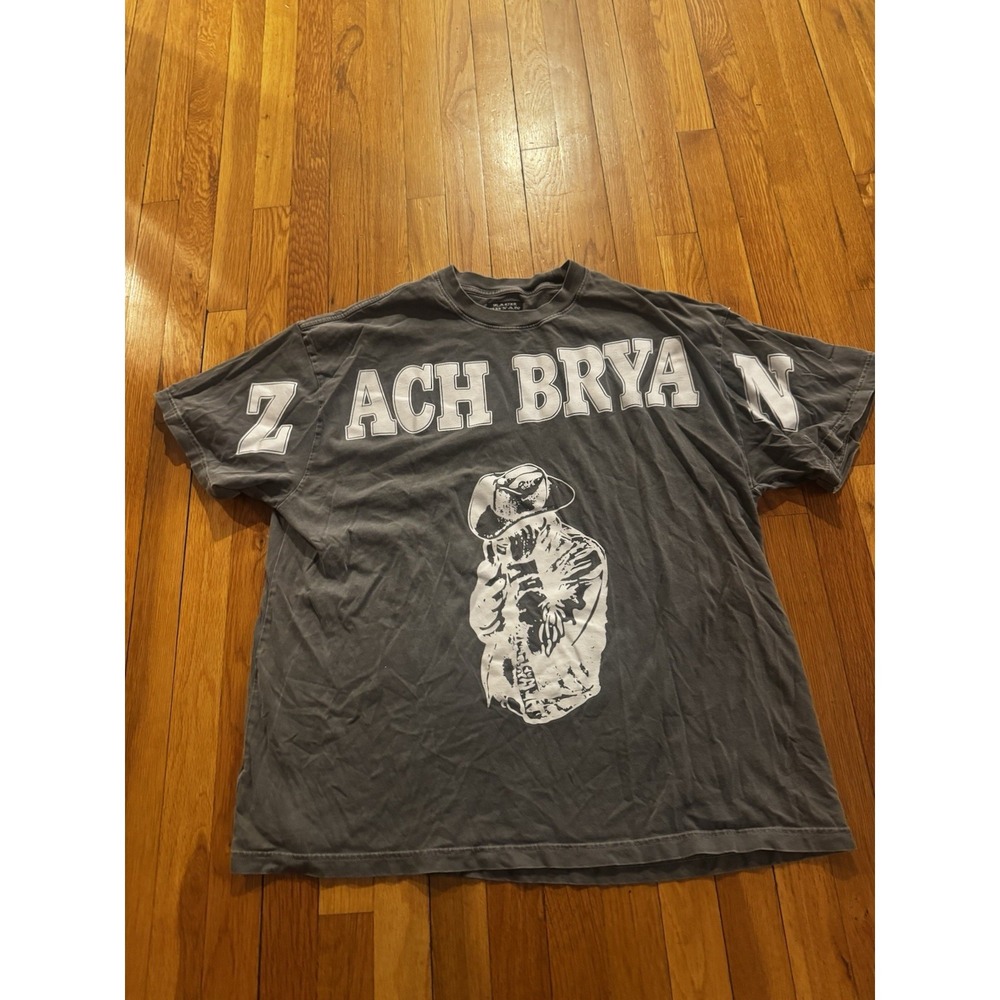 Zach Bryan Burn Burn Burn Tour Shirt Tee Adult XL Concert gray Spell Out Graphic
